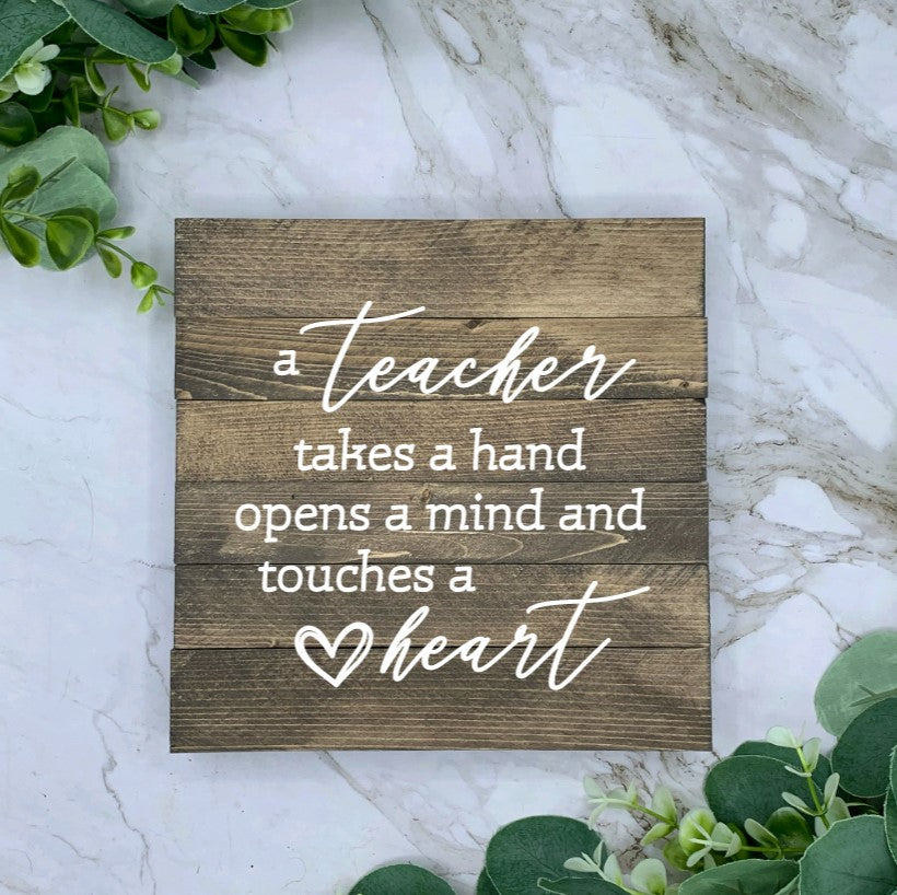 8X8” Wood Base Teacher Appreciation Sign