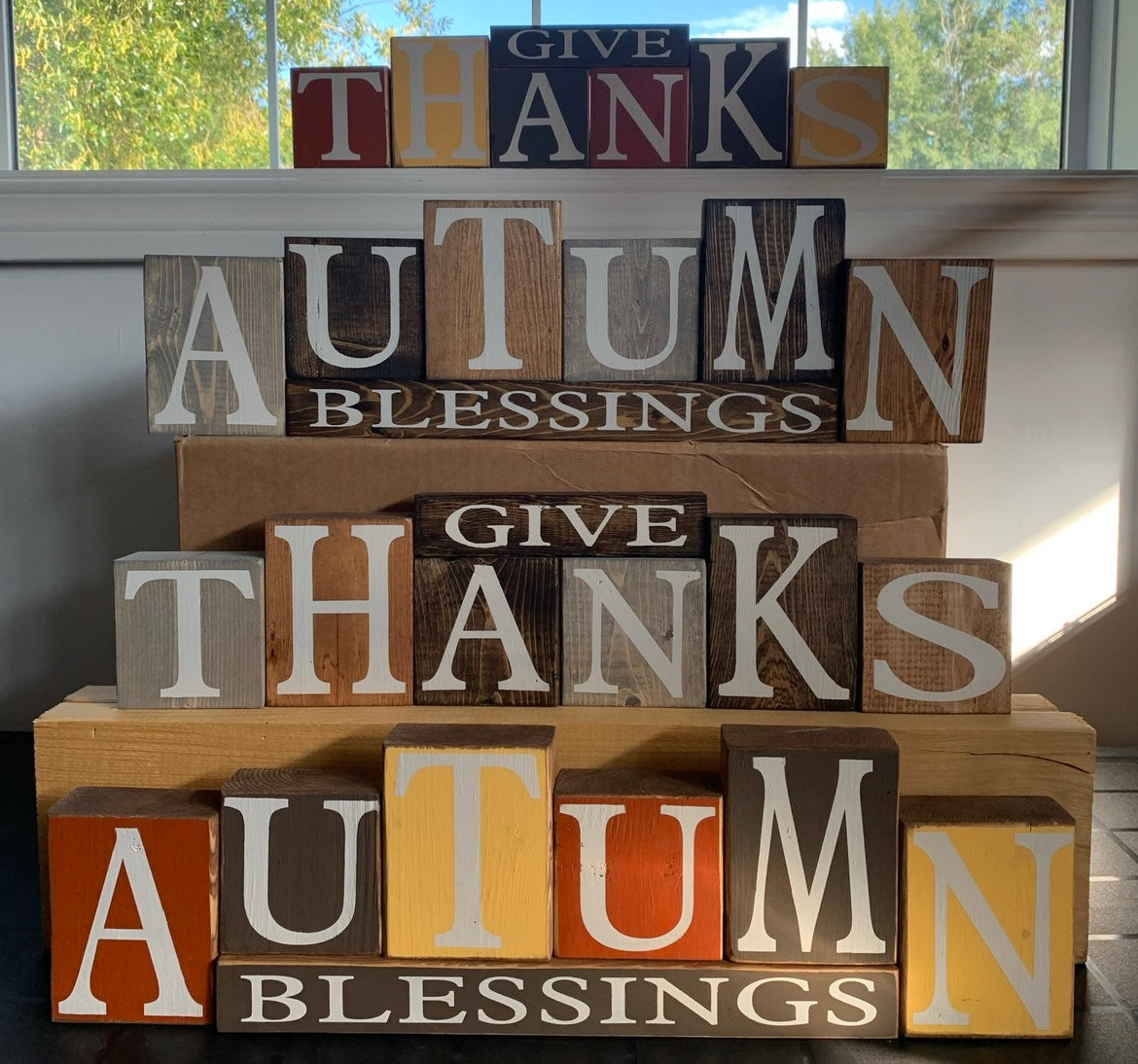 Fall Saying Stacked Blocks