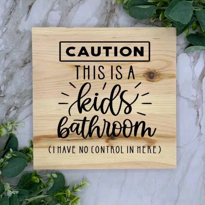 Slab Kids Bathroom Sign-Black Font