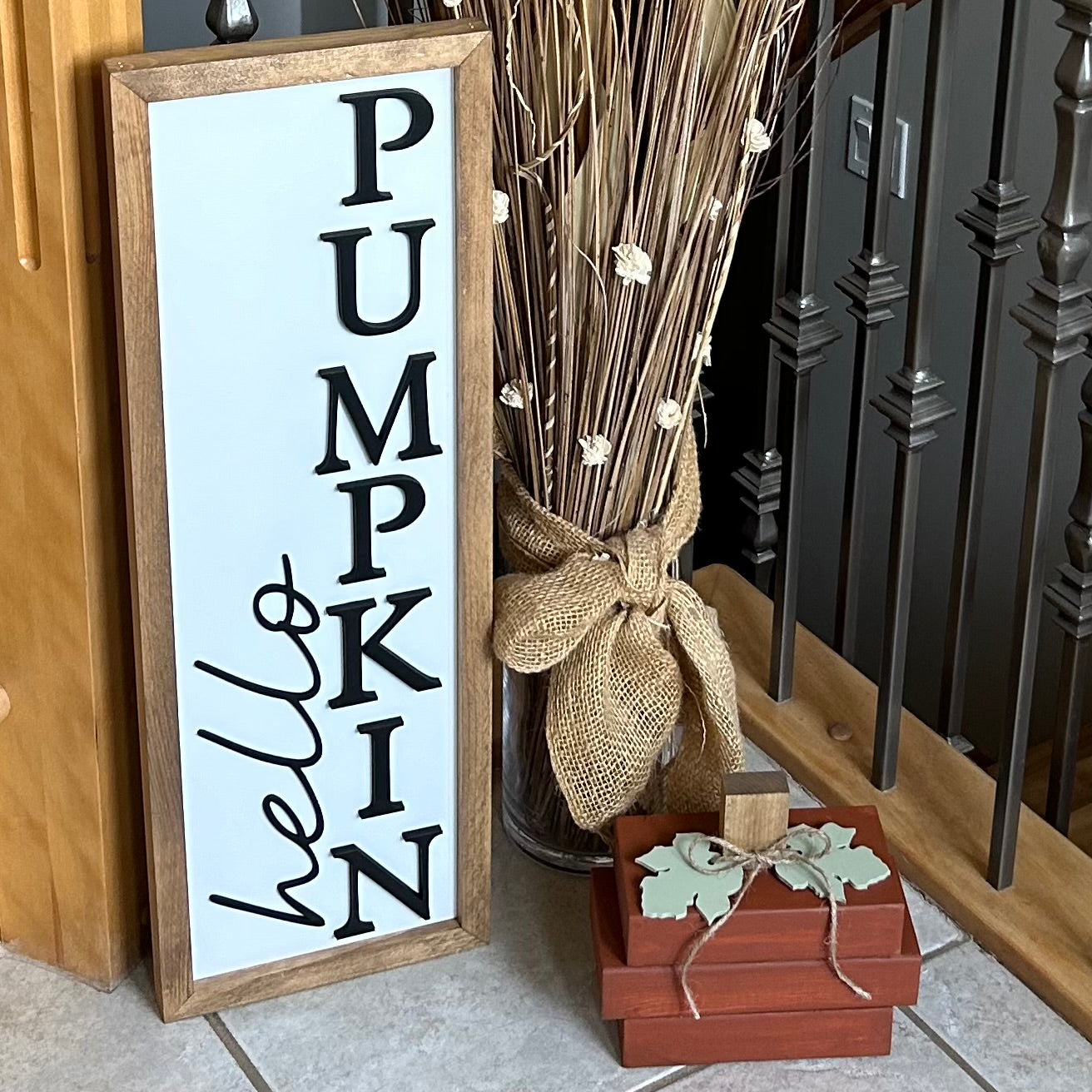 Vertical Framed Fall Words Signs