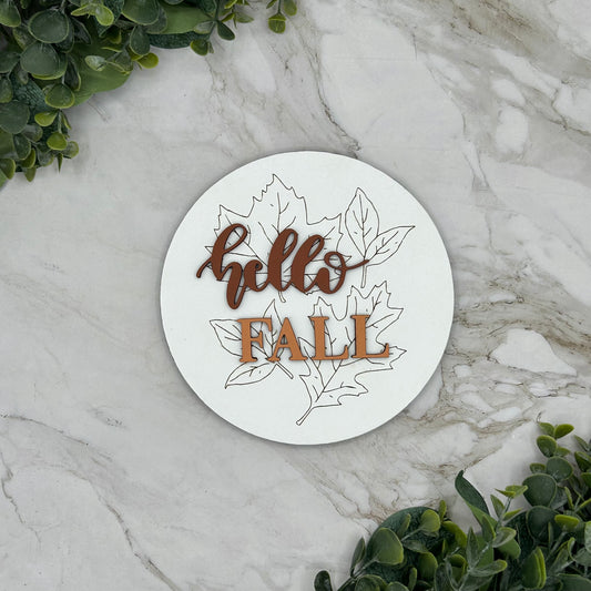 Hello Fall Interchangeable Shiplap Circular Sign