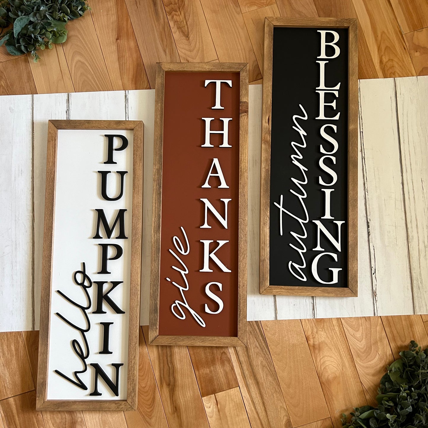 Vertical Framed Fall Words Signs