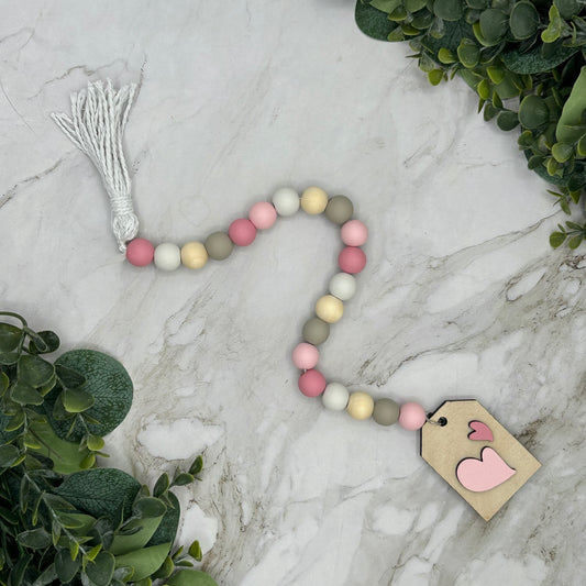 Valentine Bead Tag and Garland-Pink