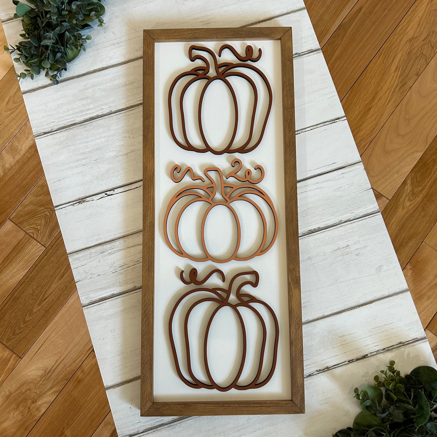 Vertical Framed Fall Pumpkins Sign