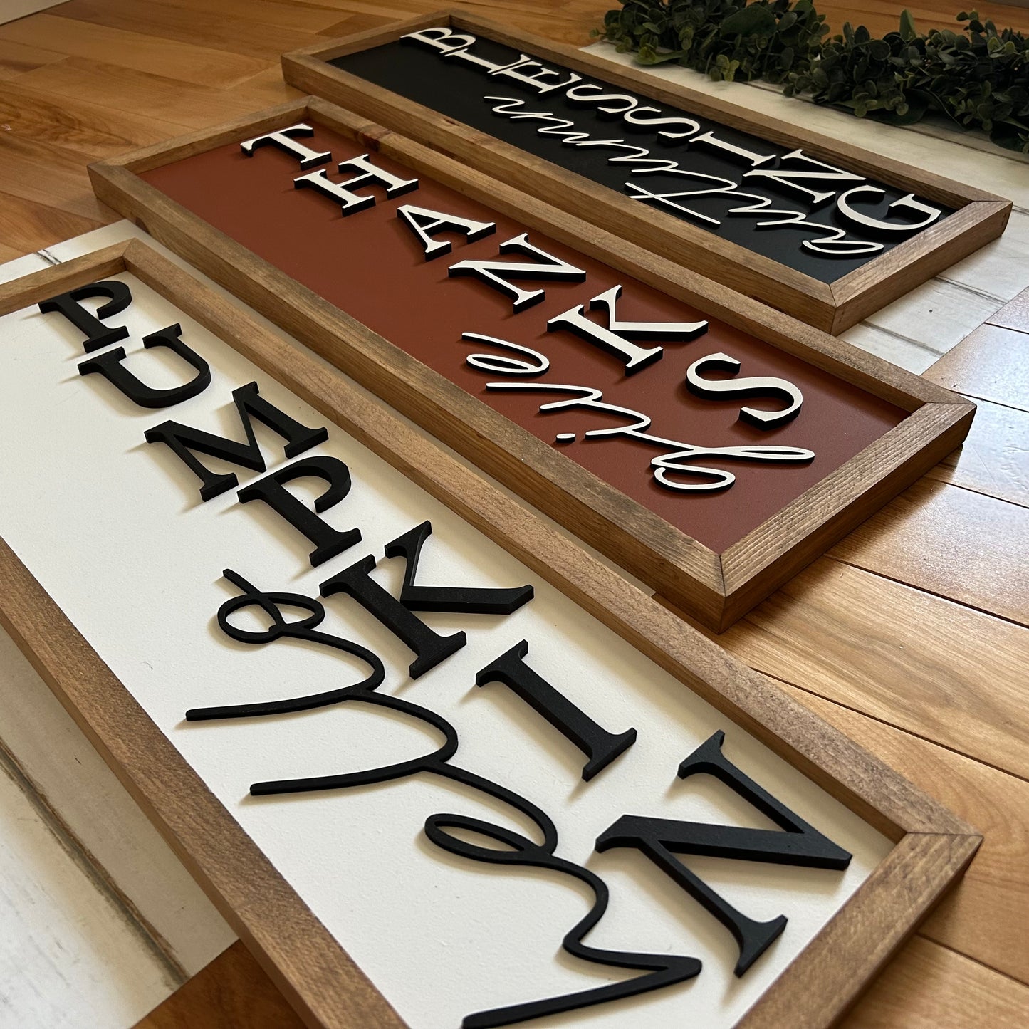 Vertical Framed Fall Words Signs