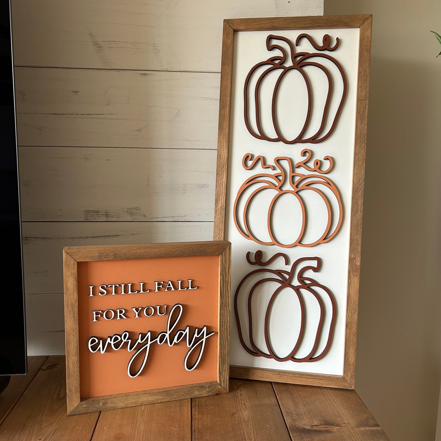 Vertical Framed Fall Pumpkins Sign