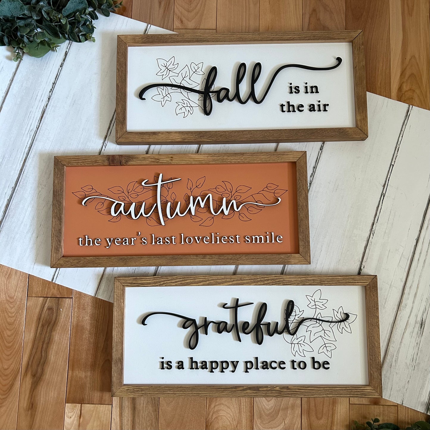 Horizontal Framed Fall Word Signs