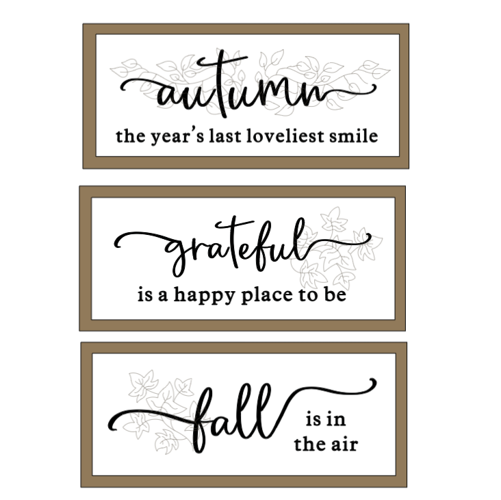 Horizontal Framed Fall Word Signs