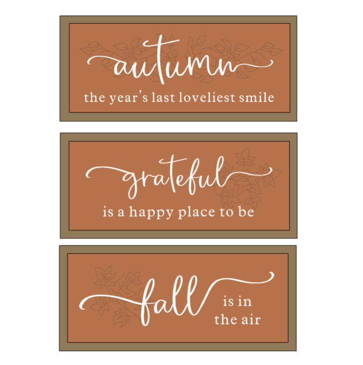 Horizontal Framed Fall Word Signs