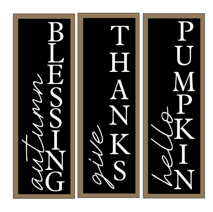 Vertical Framed Fall Words Signs