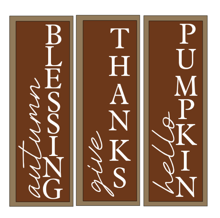 Vertical Framed Fall Words Signs