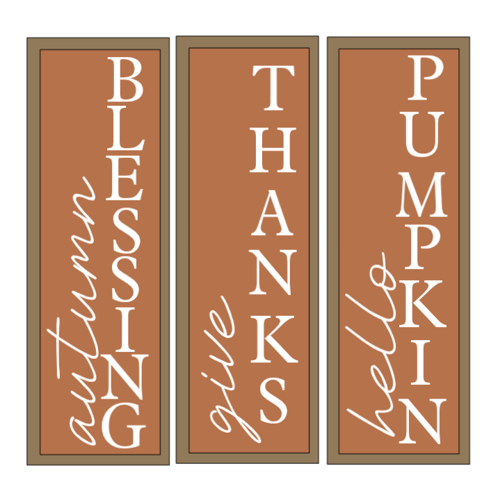 Vertical Framed Fall Words Signs