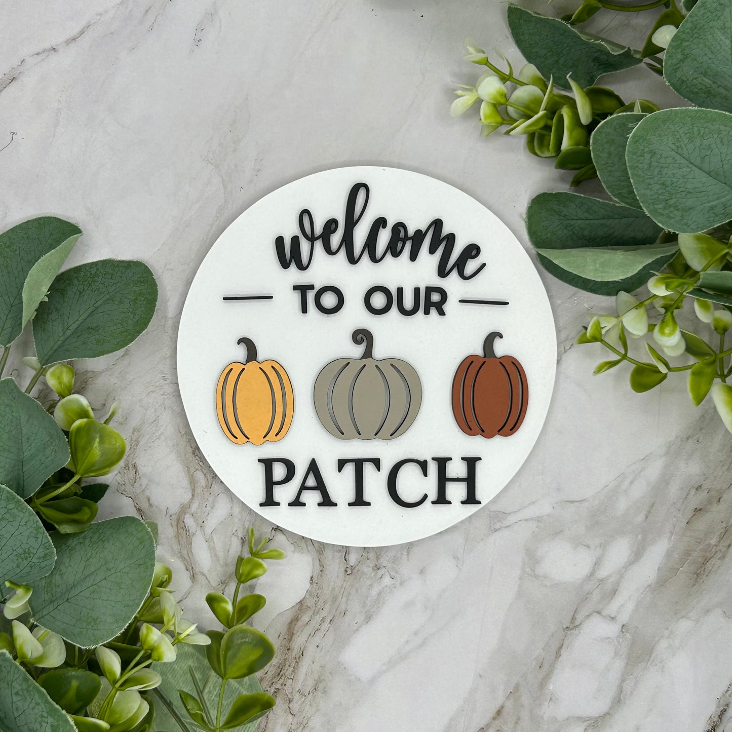 Fall Welcome to our Patch Interchangeable Shiplap Circular Sign