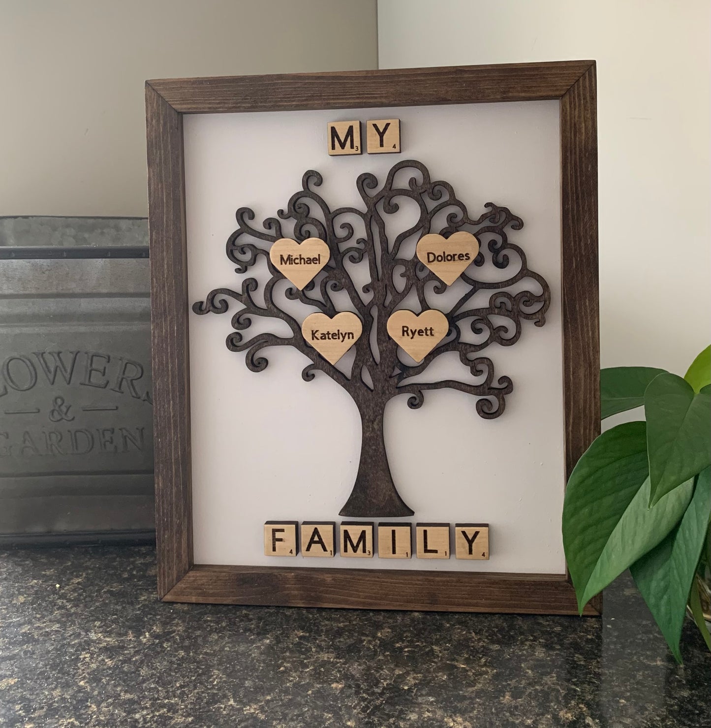 Tree of Hearts Framed Sign