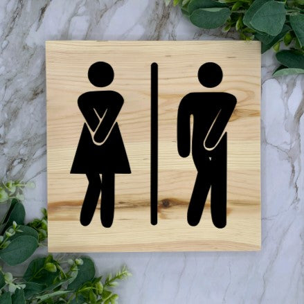 Slab Bathroom Symbol Sign- Black font