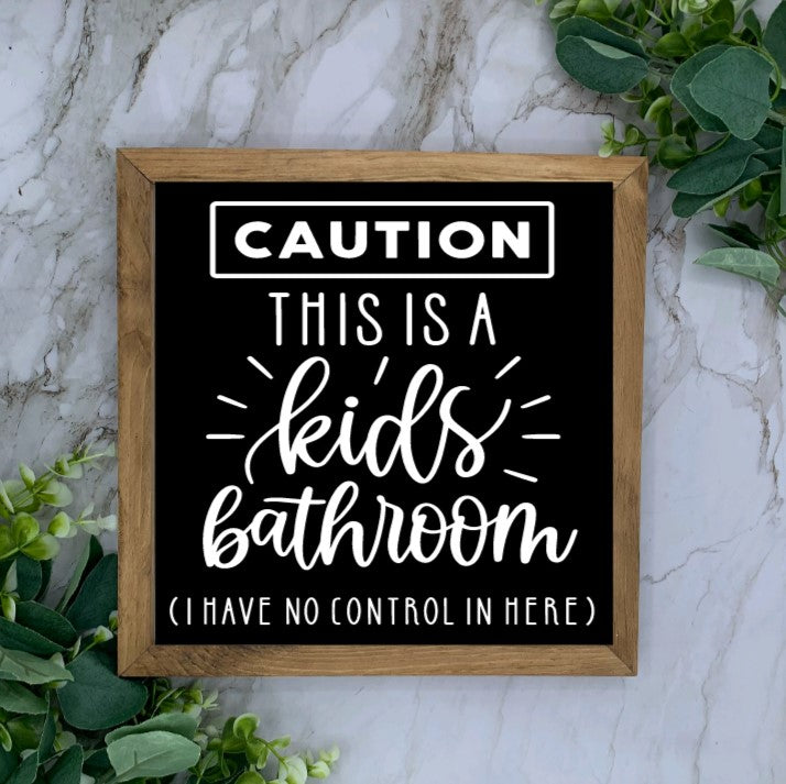 Framed Kids Bathroom Sign- Black base