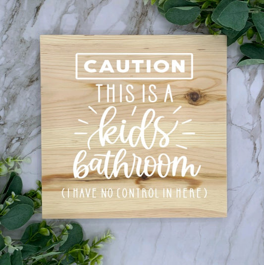 Slab Kids Bathroom Sign-White bFont