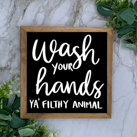 Framed Wash Your Hands Sign- Black base