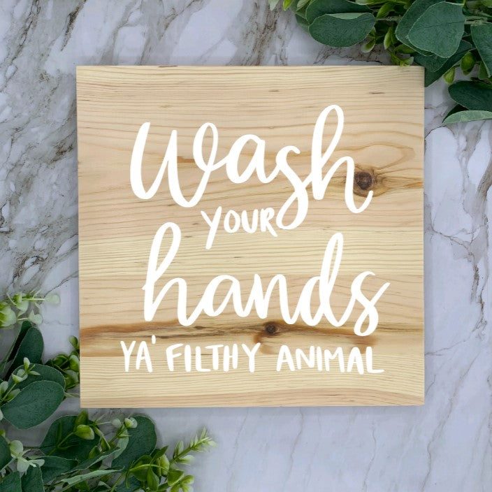 Slab Wash Your Hands Sign-White Font