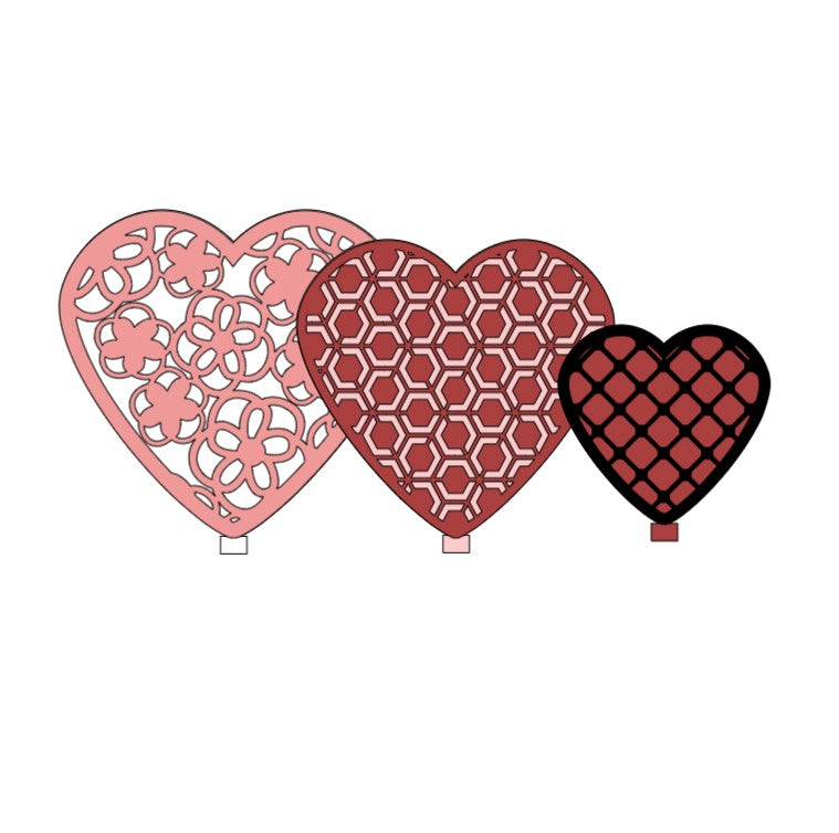 Wagon-Crate Valentine Set of 3 Pattern Shapes